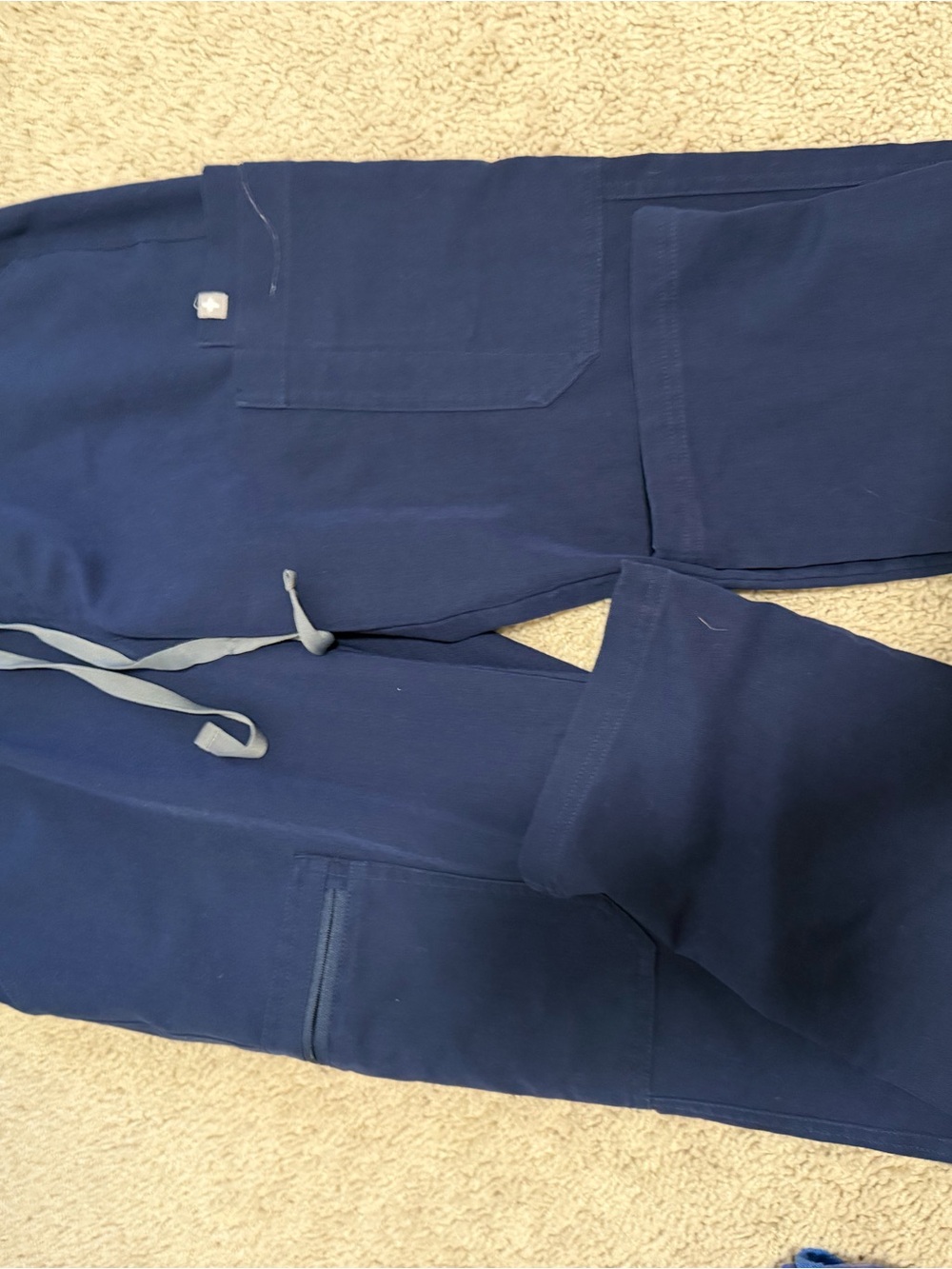 Figs Navy Straight-Leg Scrub Pants with Drawstring